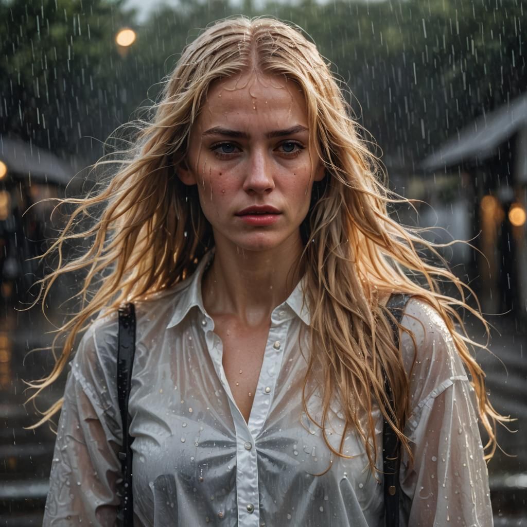 Woman in Rain: Dutch Master Style Portrait