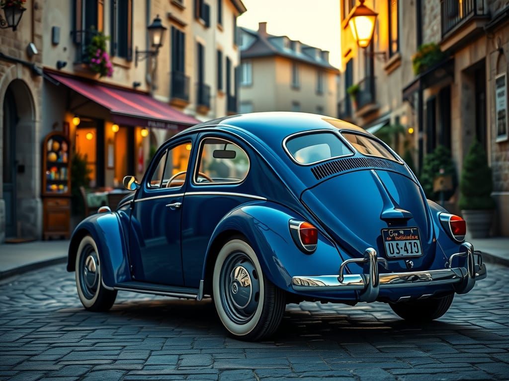 Stunning Cobalt Blue 1960s Volkswagen Beetle in a Charming F...