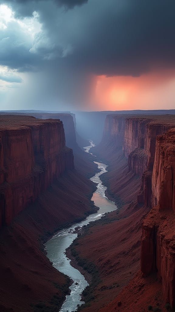 Majestic Canyon Landscape Under Stormy Skies