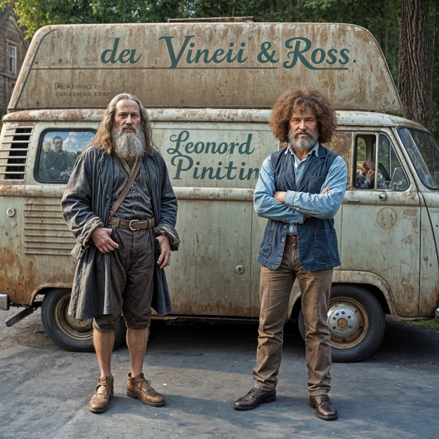 Da Vinci and Bob Ross with Rusty Van