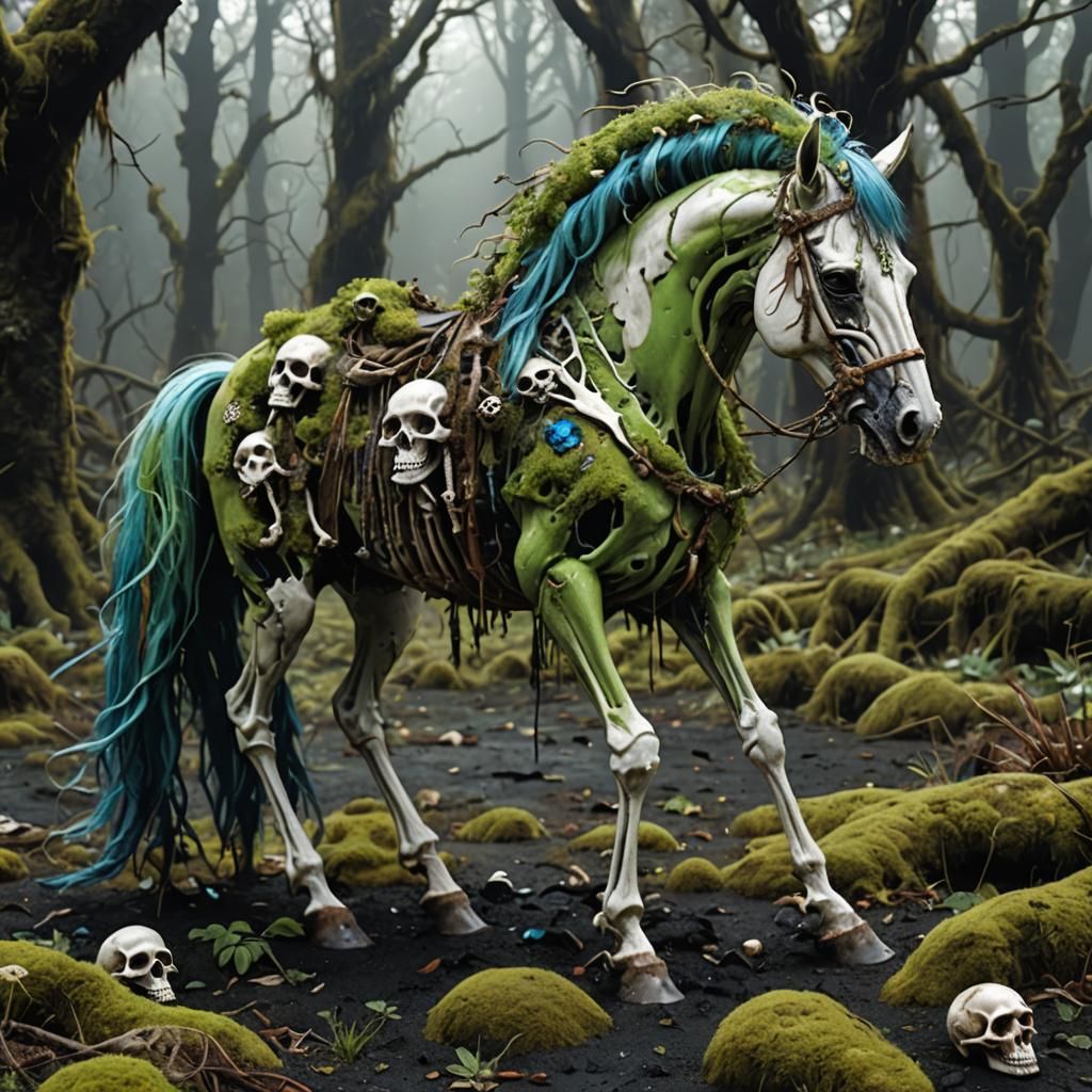Sickly Horse with Bones and Skulls