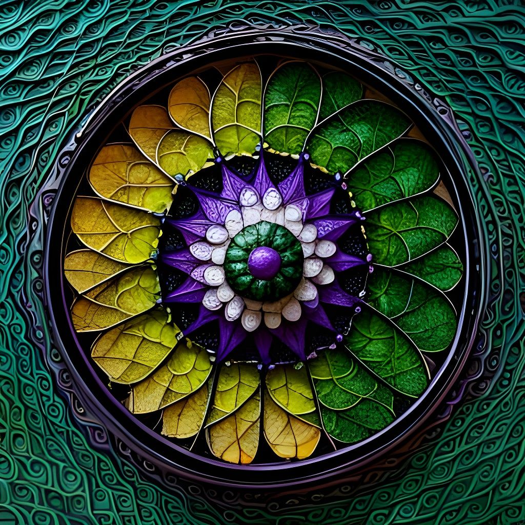 Purple Fractal Flower Sculpture in Art Deco Style