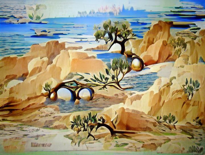 Mediterranean Landscape in Art Nouveau Style