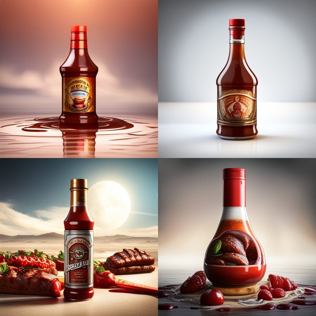 Barbecue Sauce Bottle: Detailed Matte Painting