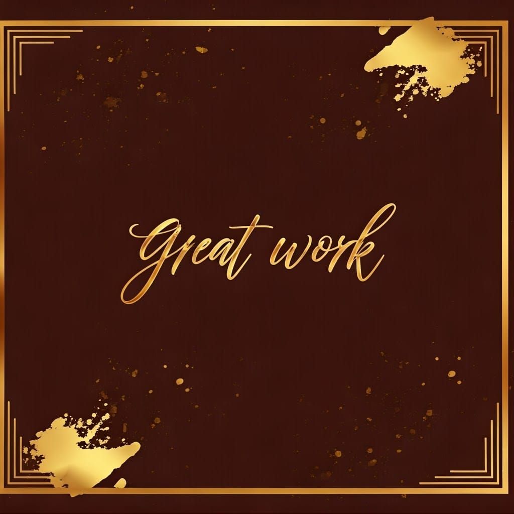 Gold Cursive Text on Bronze Border in Art Deco Style