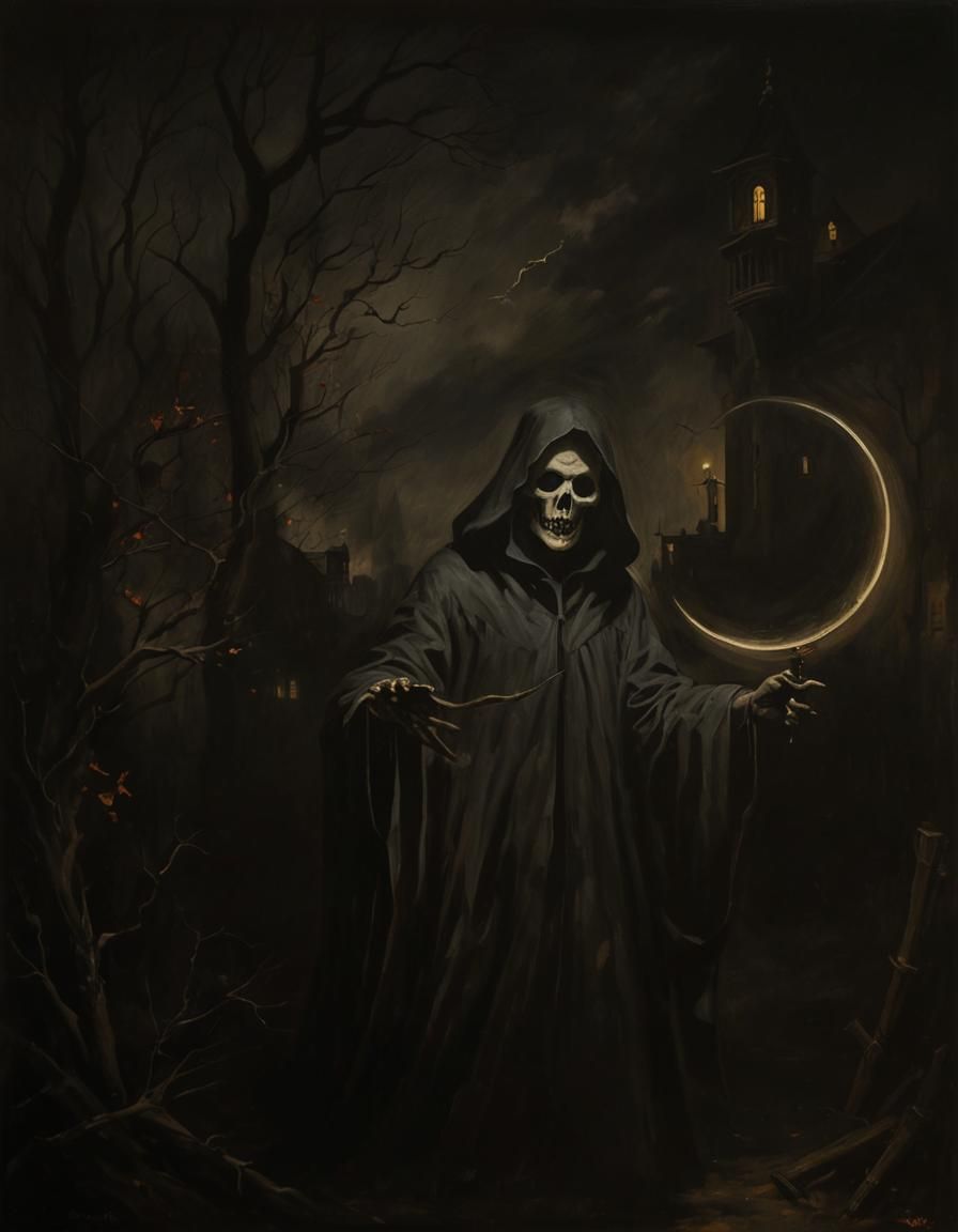 Noir Painting: Ghostly Secrets in the Night