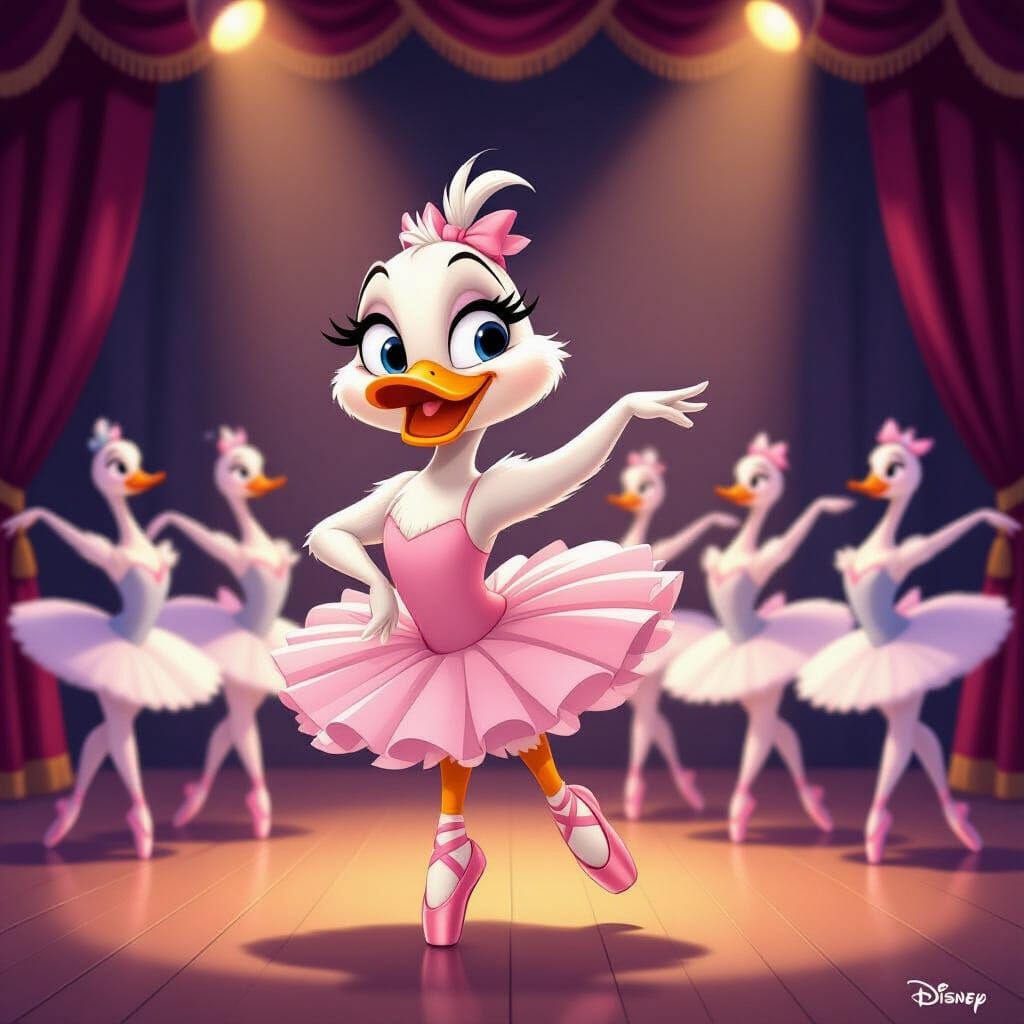 Awkward Duck Ballet in Disney-Pixar Style