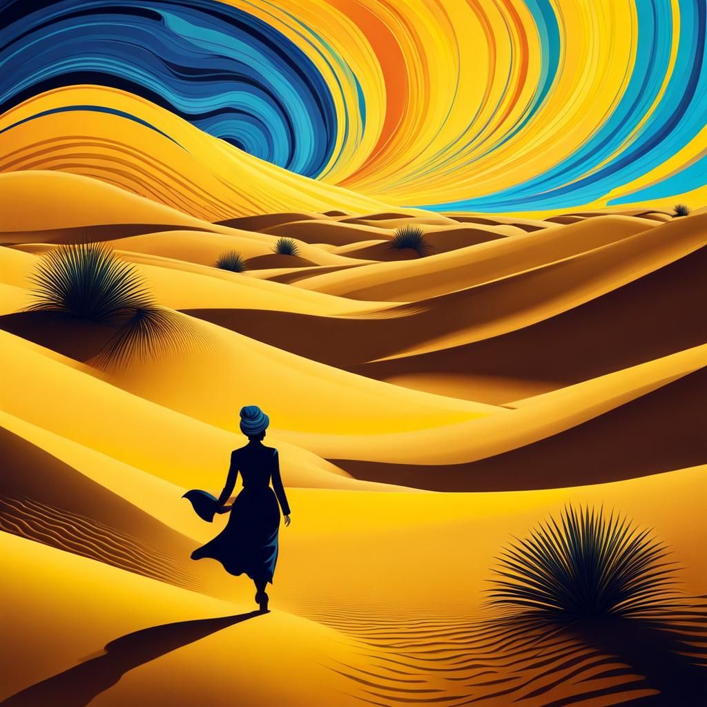 Woman with Turban in Vibrant Desert Wonderland