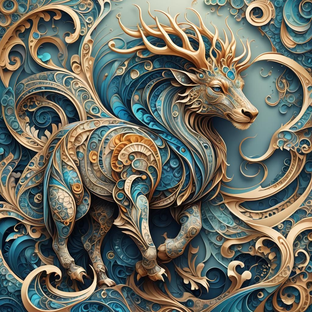 Majestic Fantasy Animal Abstract Vector Fractal