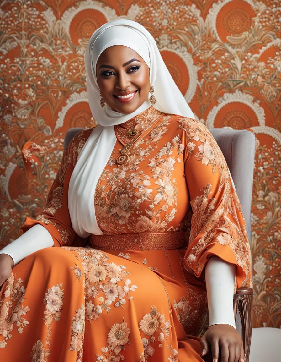 Beautiful Woman in Hijab Portrait in Pop Art Style