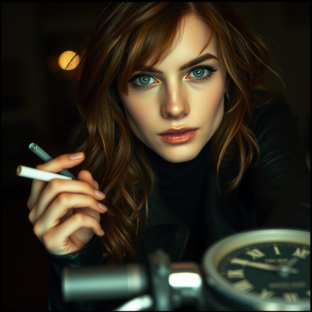 Stunning Girl with Dark Aura in Cinematic Style