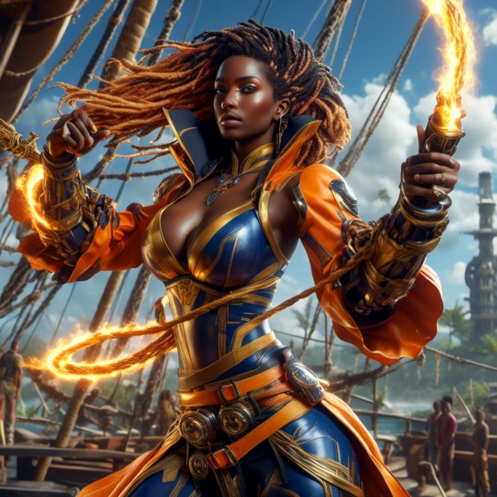 Curvy Pirate Captain with Fire Crossbow