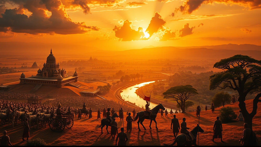 Kurukshetra Battlefield Panorama with Arjuna and Bhishma