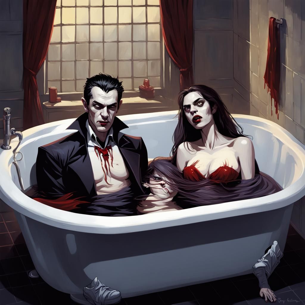 Sinister Vampires in Bathtub