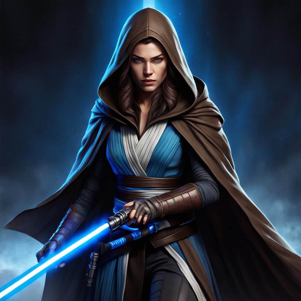 Jedi Jaina Solo with Lightsaber: Fantasy Concept Art