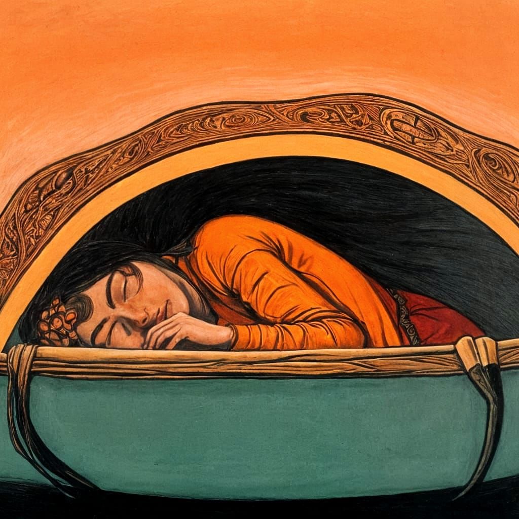 Indigenous Woman in Serene Canoe