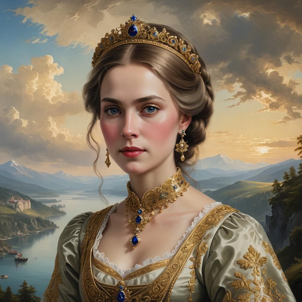 Princess Yekaterina in Art Nouveau Portrait