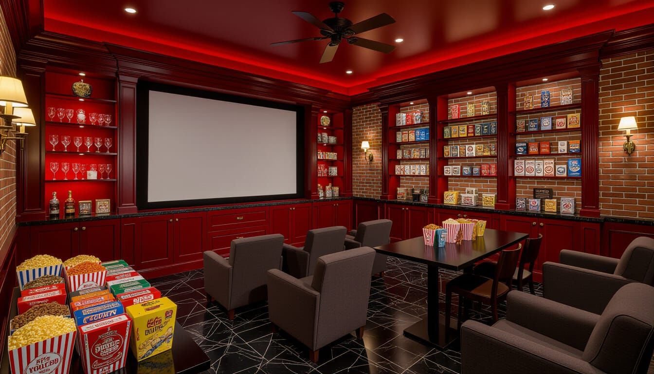 Luxurious Victorian Cinema Room with Bar