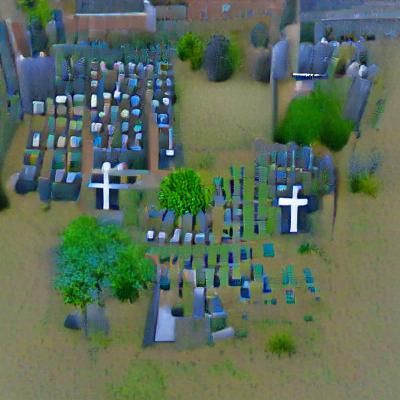 Quiet Churchyard Cemetery Scene