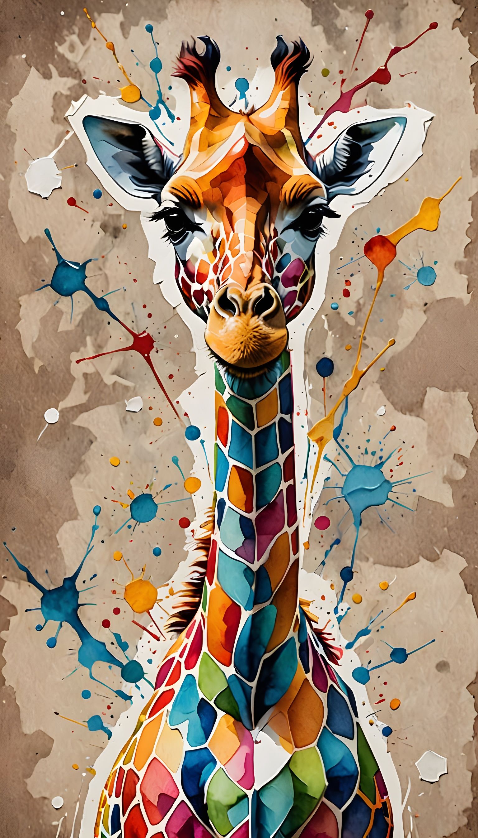 Colourful Giraffe in 3D Modern Art Style