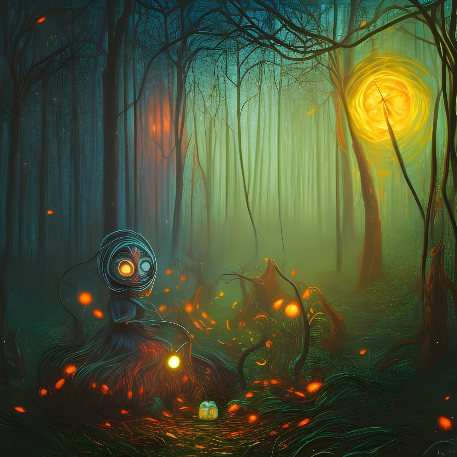 Mystical Forest Nightmare: Digital Concept Art