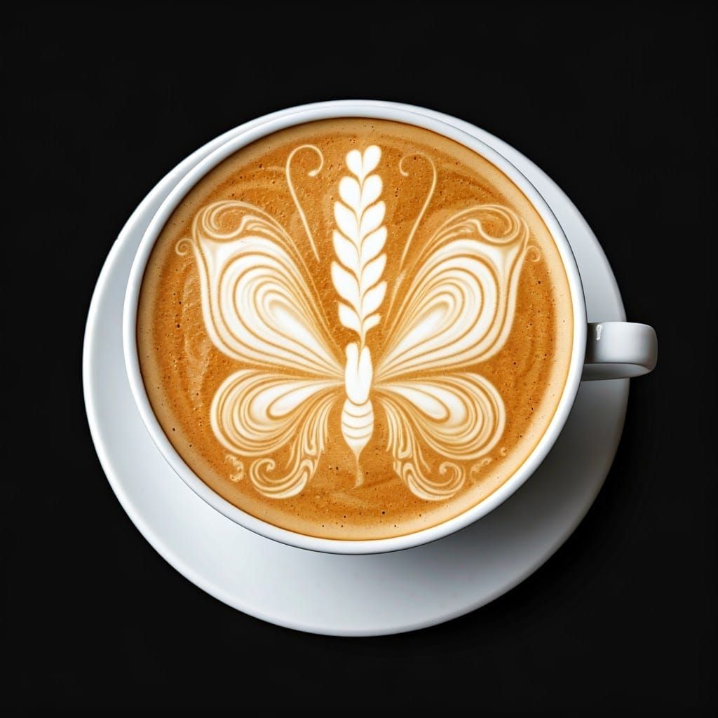 Latte Art: Intricate Butterfly Design in Foam