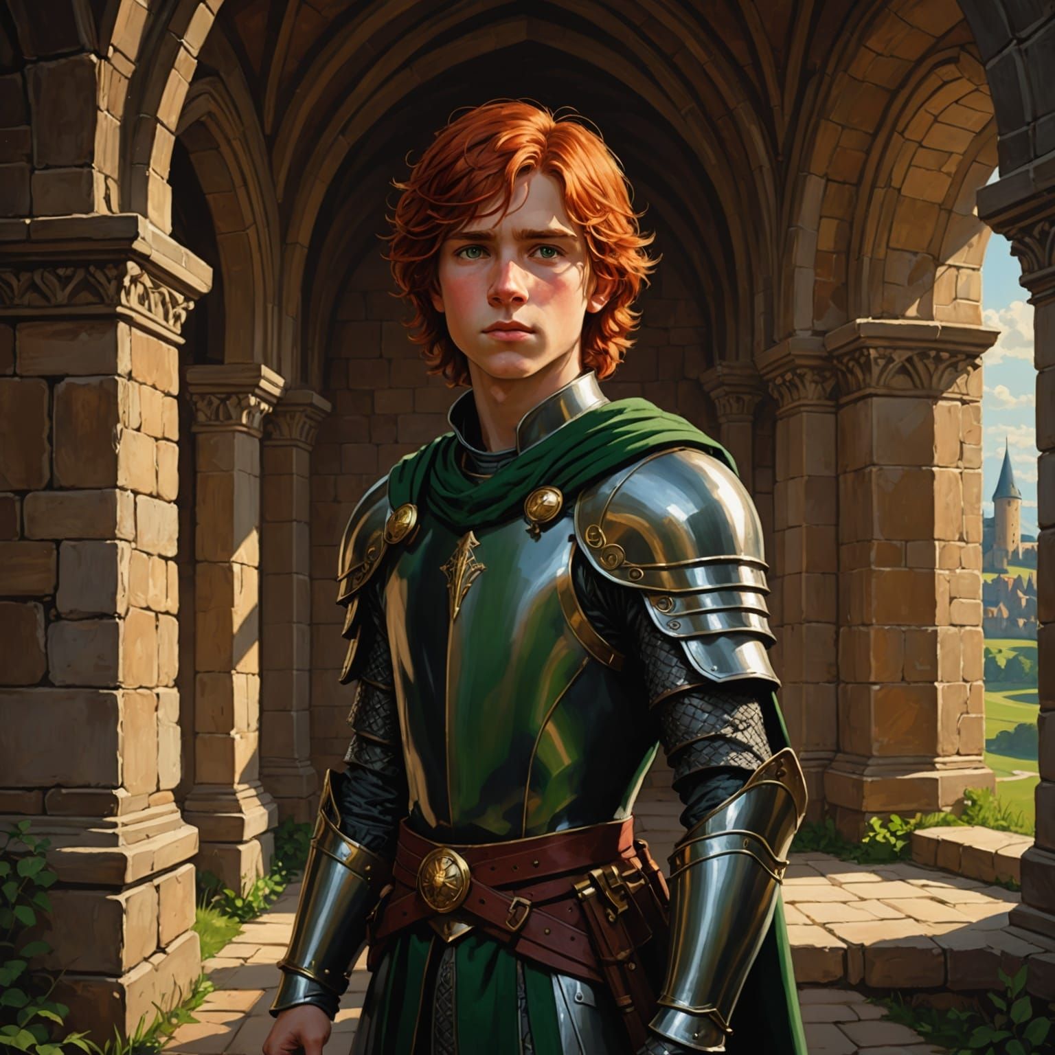 Luminous Paladin Portrait in Chiaroscuro Style