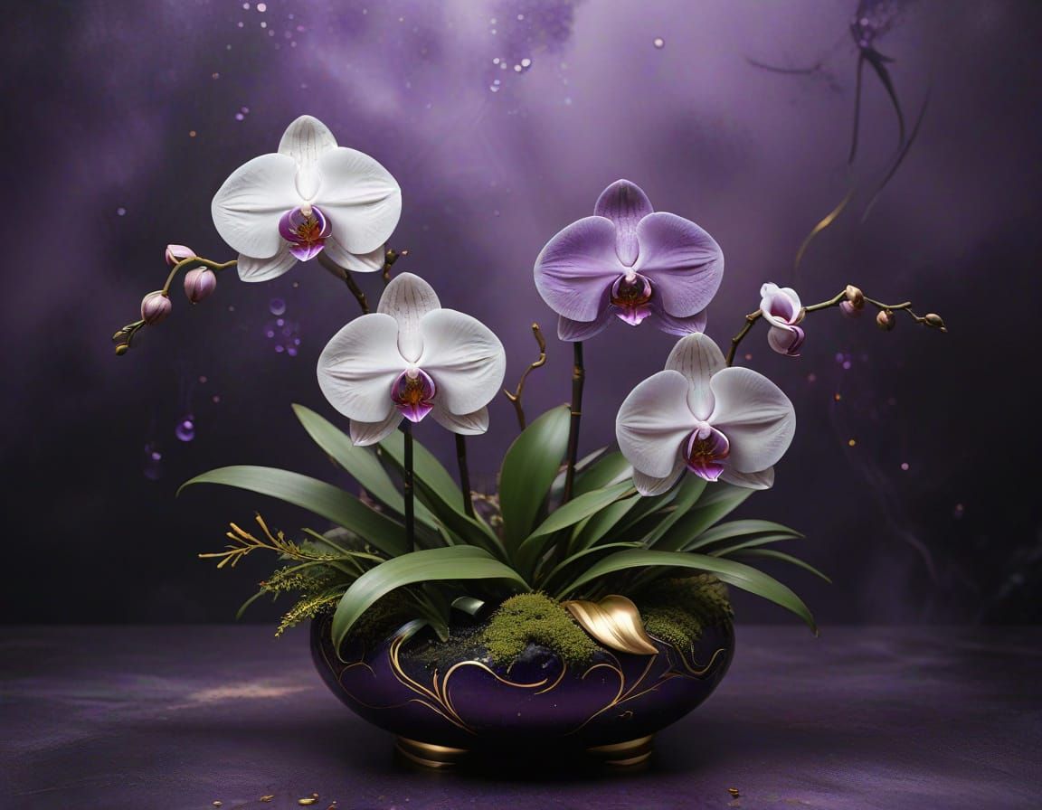 White & purple orchids