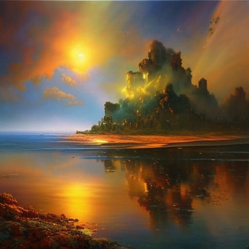 Dramatic Starry Night Sky Matte Painting