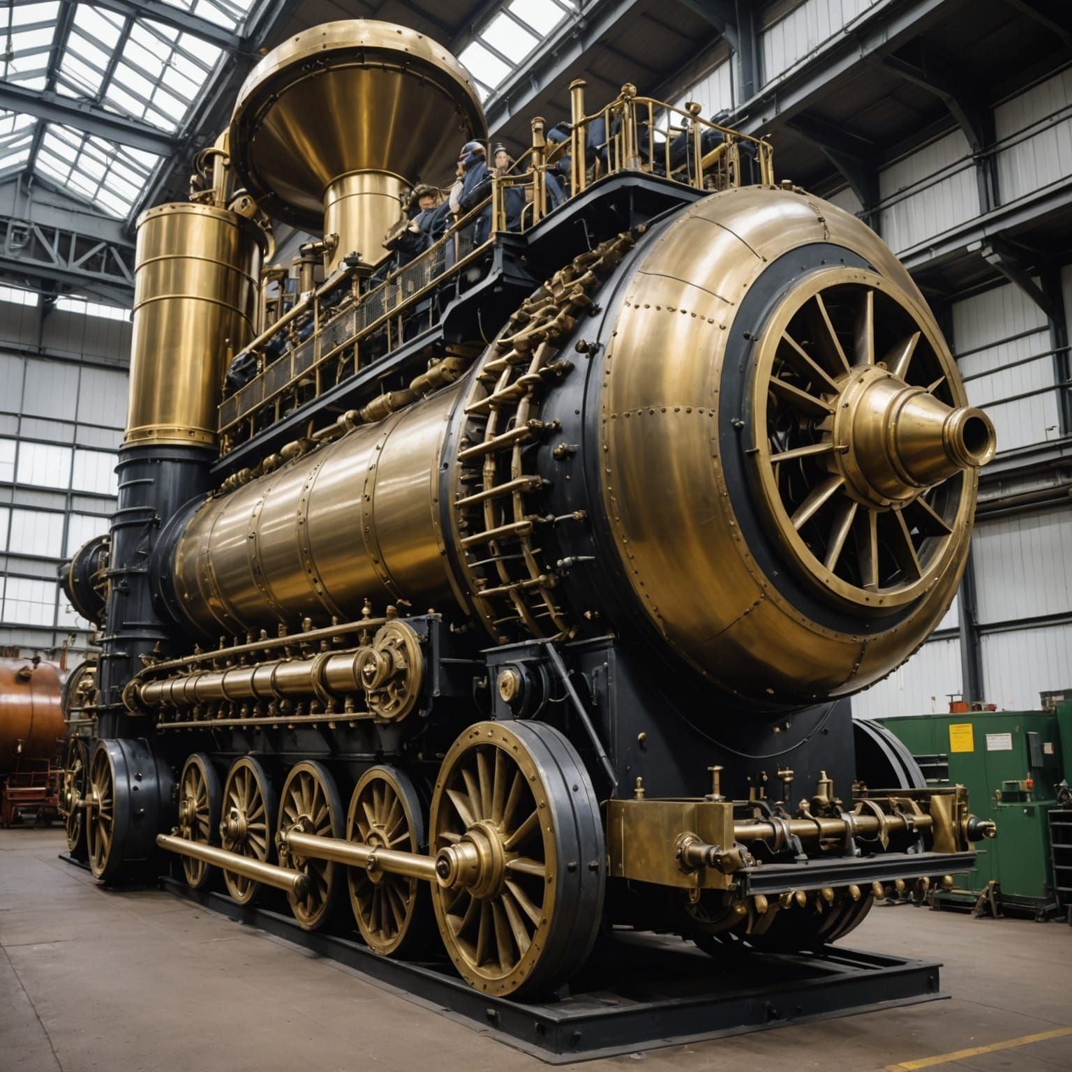 Steampunk Victorian Drill Engine Tunnelling into Cliff