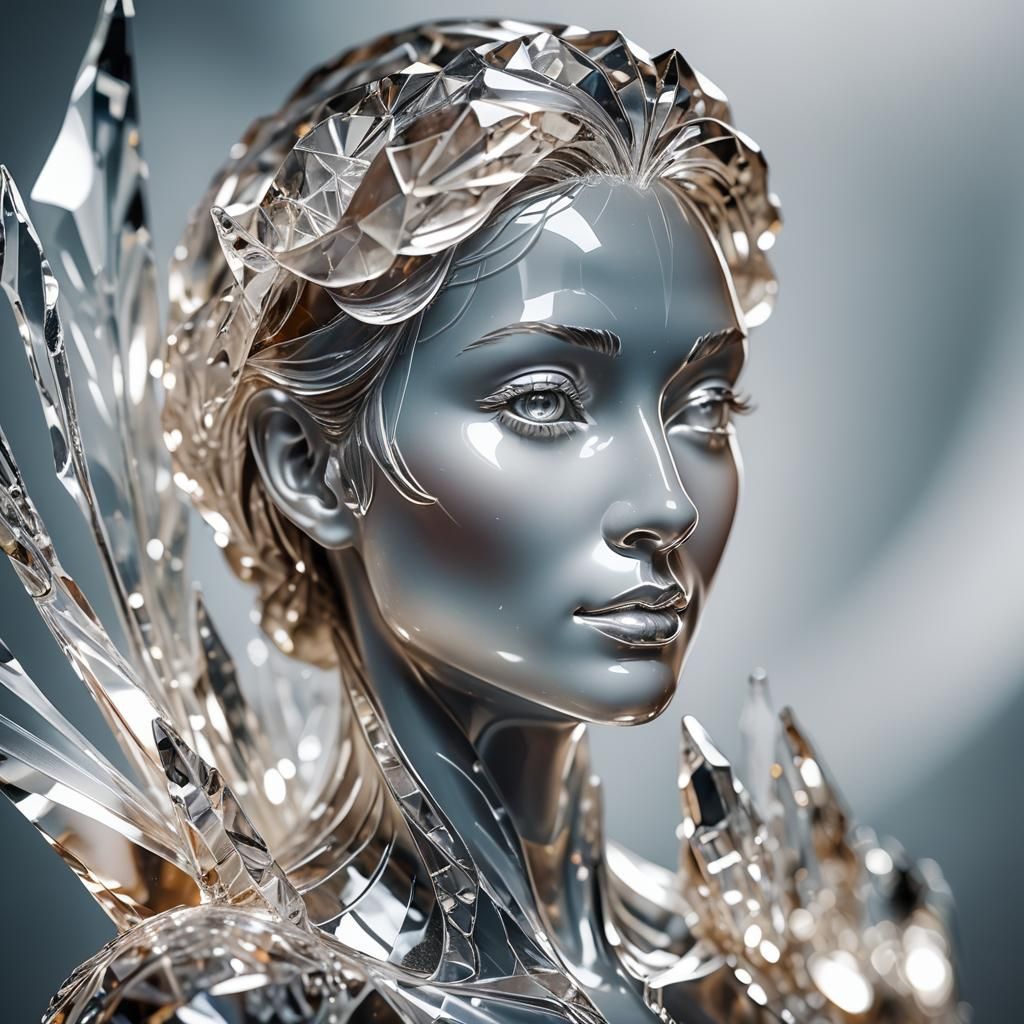 Crystal Woman Close-Up: High-Key Studio Photography
