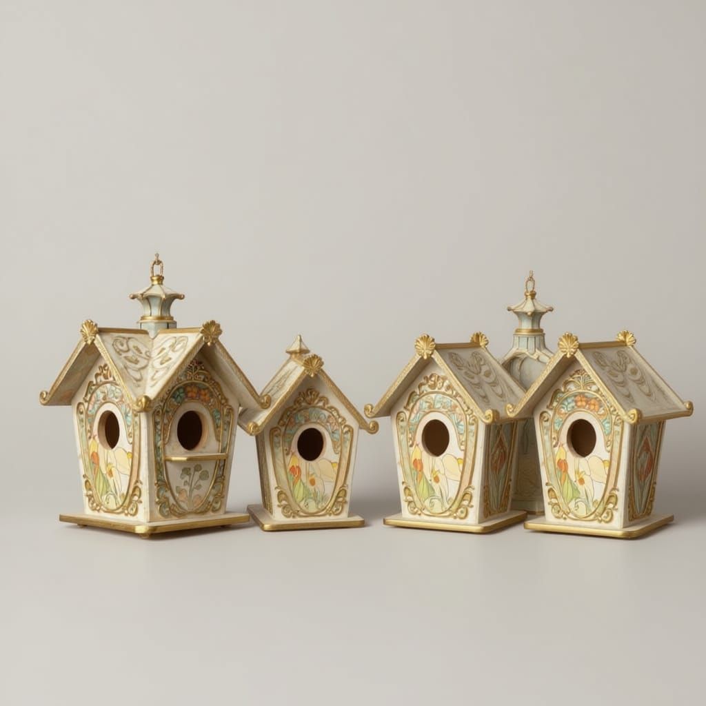 Art Nouveau Birdhouse Inspired by Alphonse Mucha