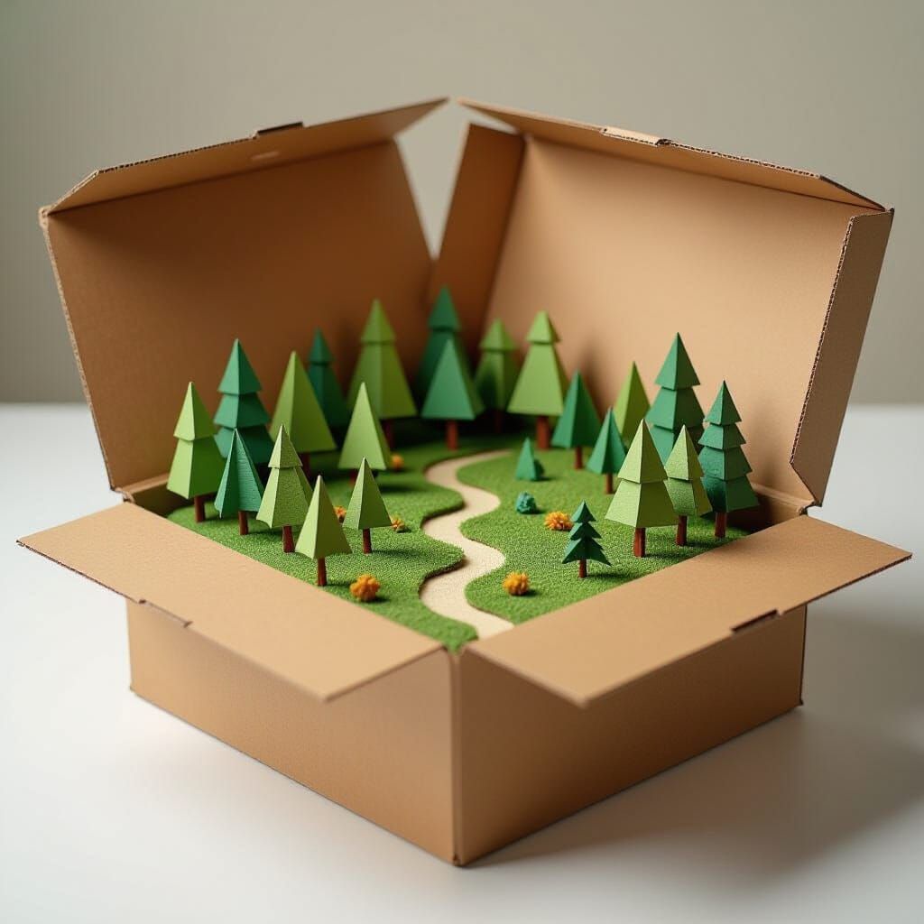 Paper Fold Forest in Antique Box