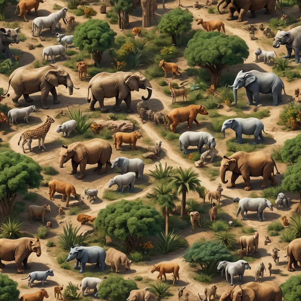 Animals Roaming Urban Area in Ancient Egypt Style