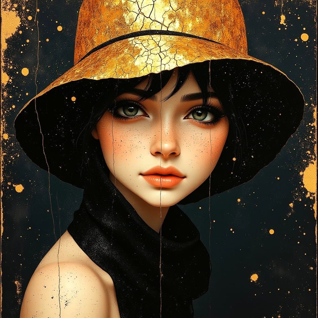 1920s Flapper Portrait with Gold Sequins