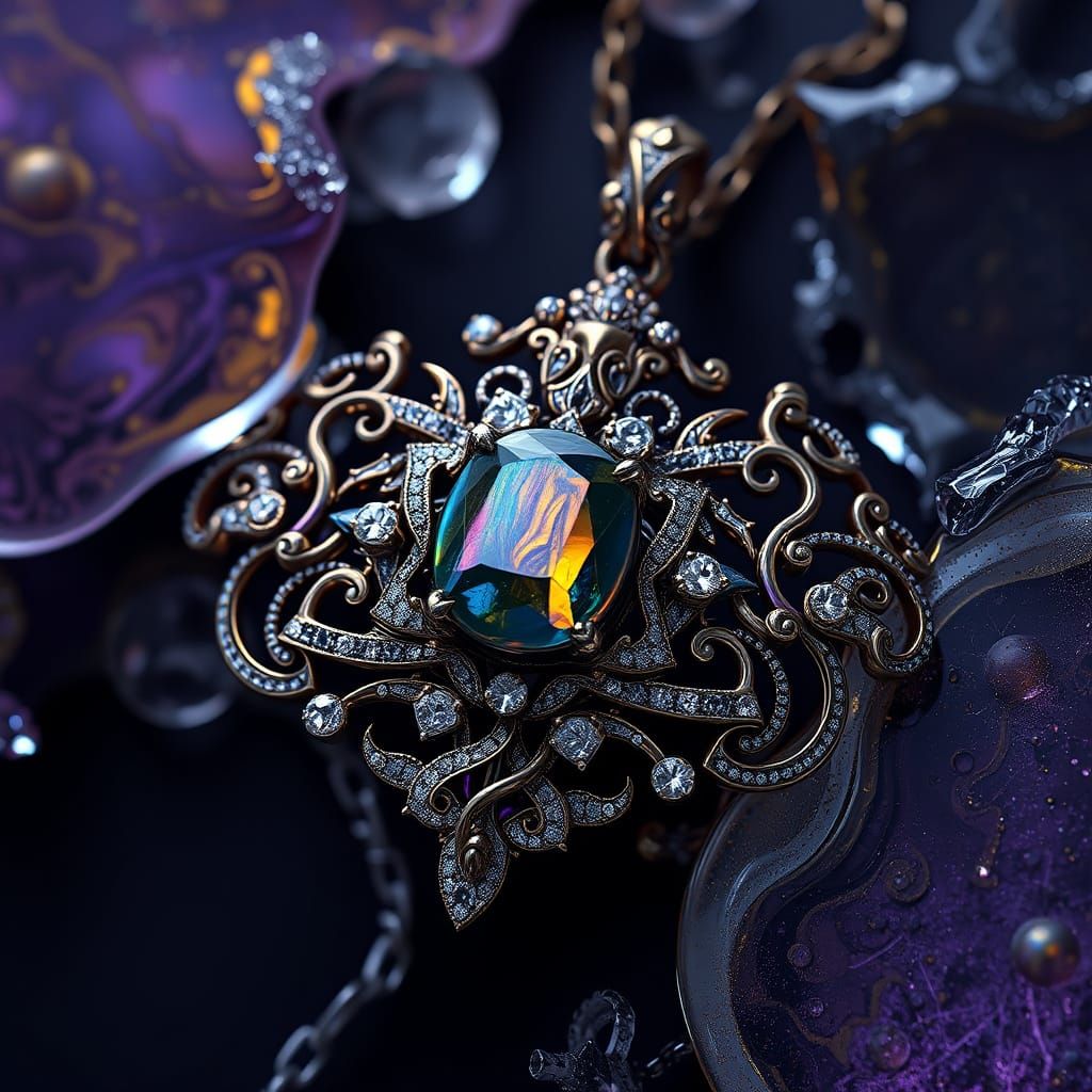 Luxury Jewelry with Labradorite in Dark Fantasy Style