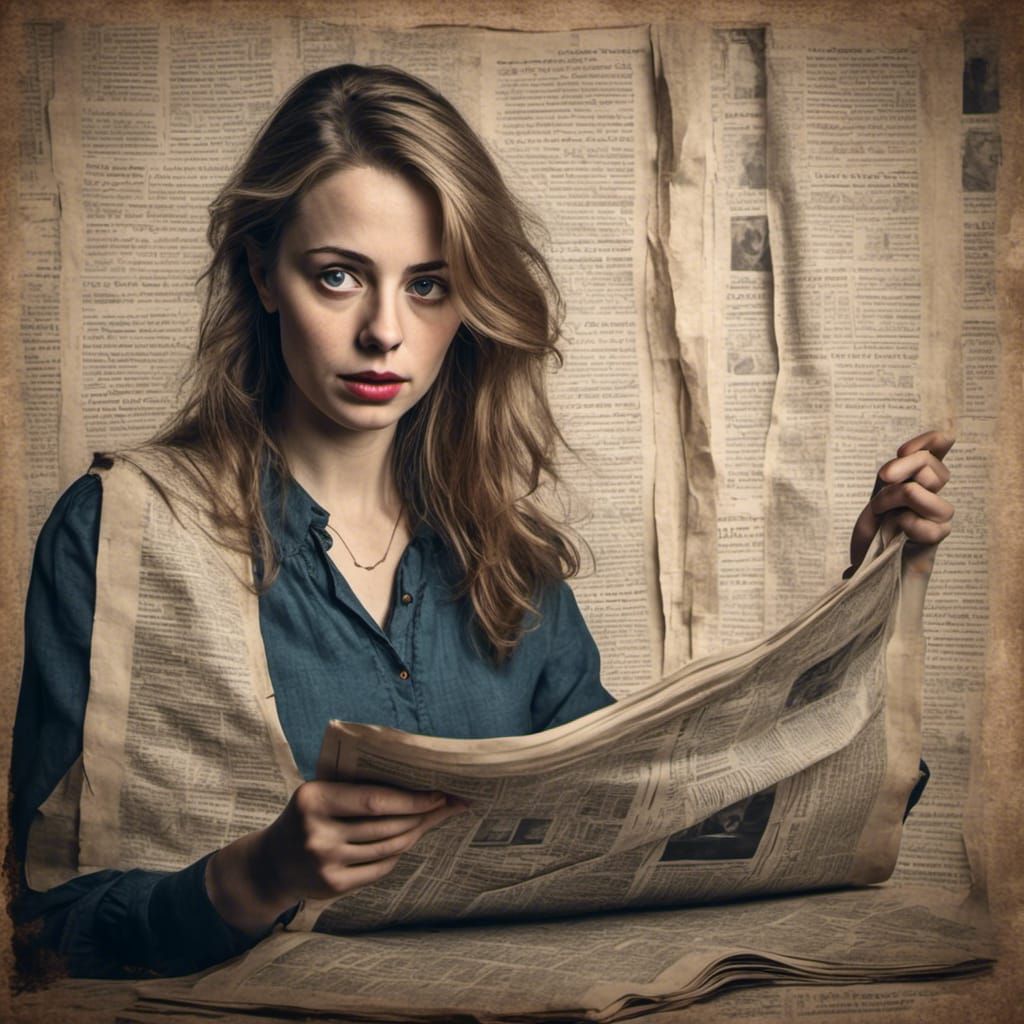 Woman Reading Newspaper in Soft, Warm Lighting