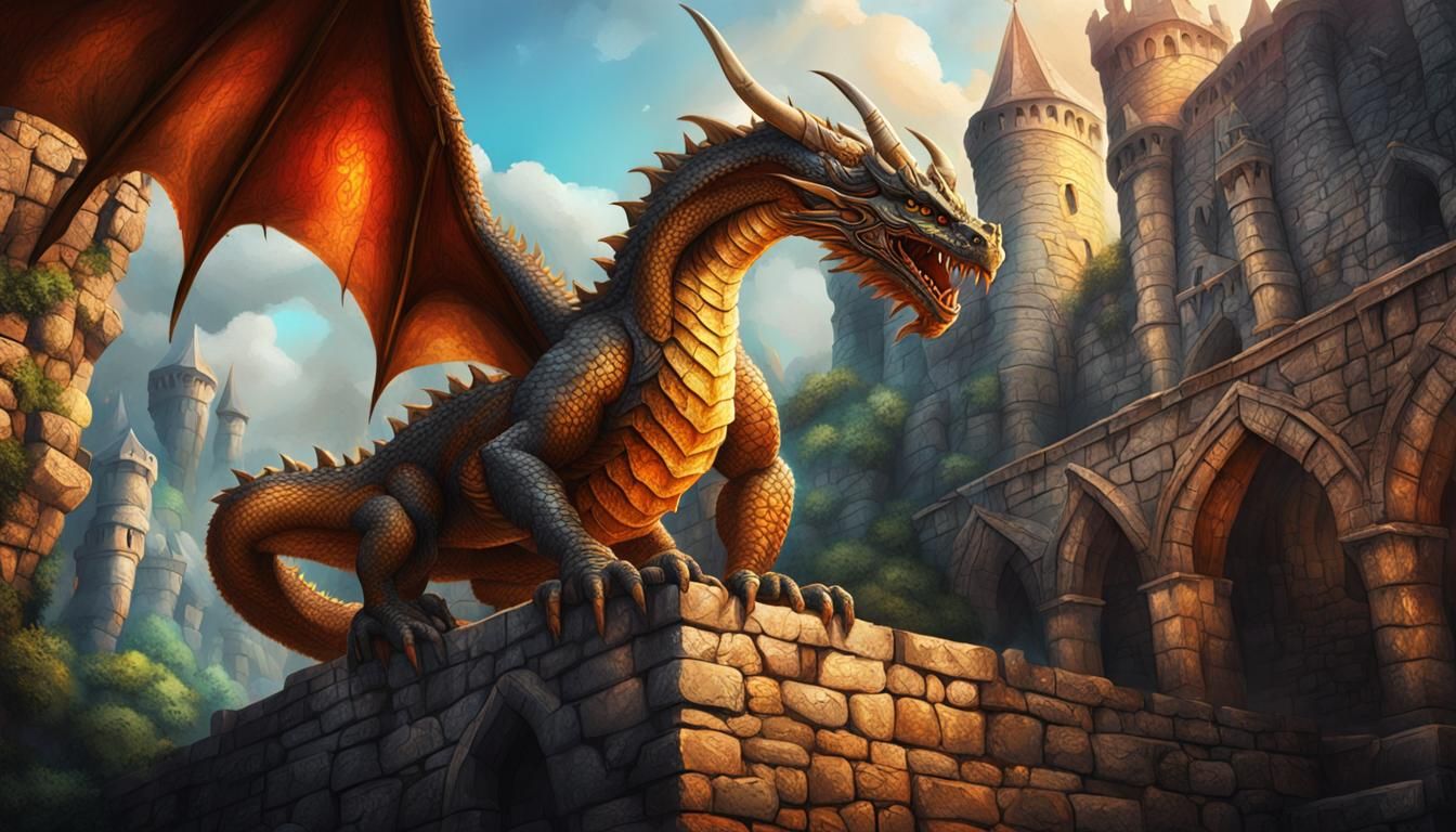 Hyperrealistic Medieval Dragon's Lair Concept Art