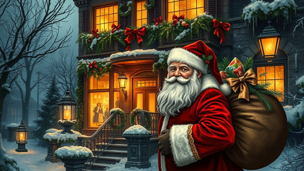 Victorian Christmas Scene Illustration