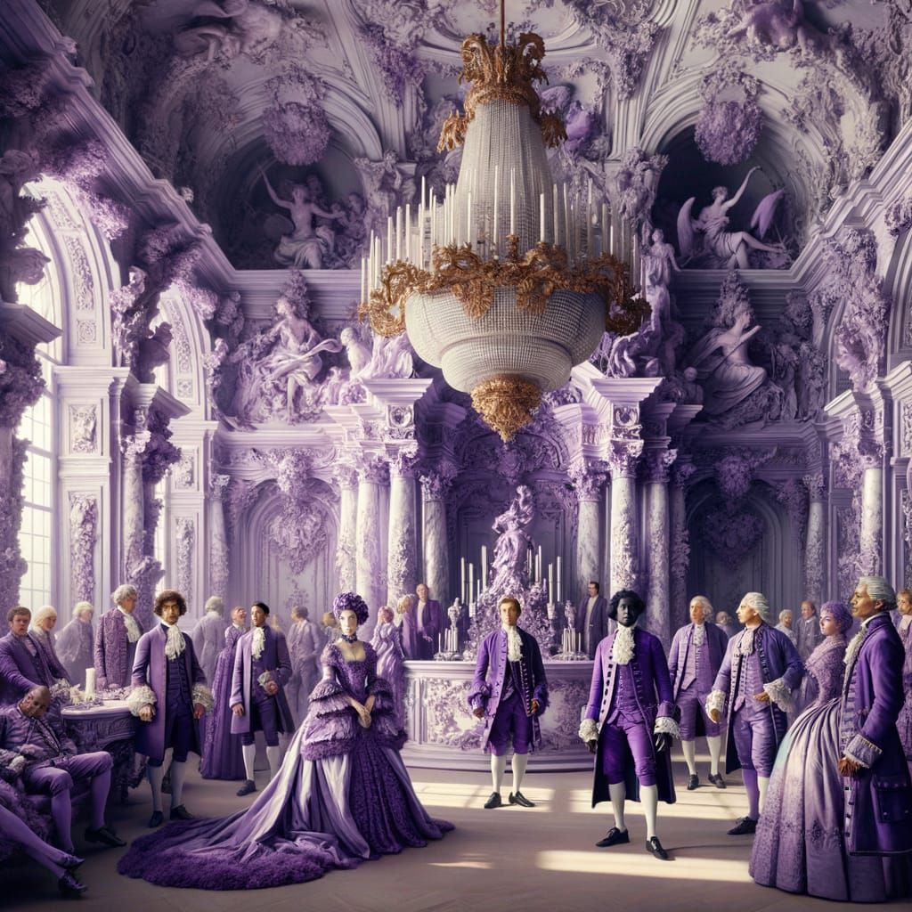 Baroque Living Room in Extravagant Purple Hues