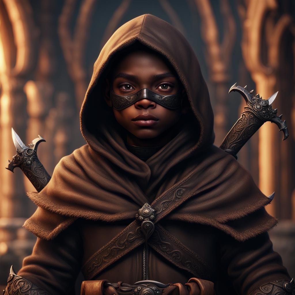 Halfling Rogue with Daggers: Detailed Fantasy Art