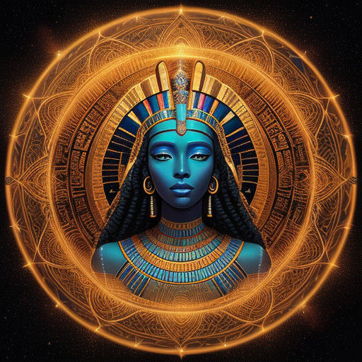 Celestial Nubian Goddess in Vibrant, Iridescent Hues