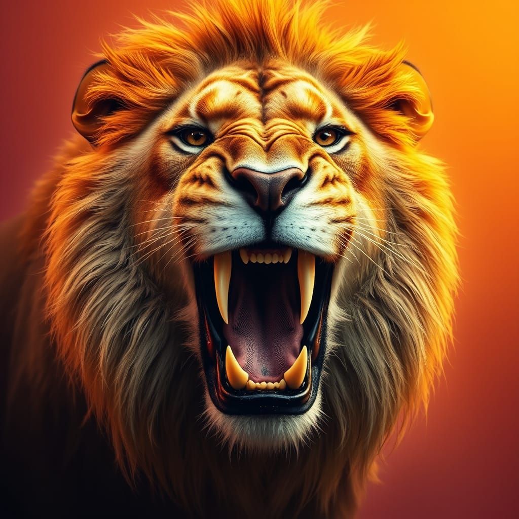 Majestic Lion in Hyperrealistic Hypercolor