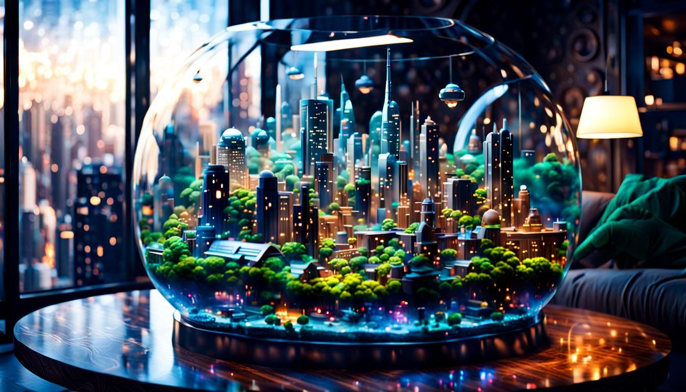 Futuristic City in Terrarium: Hyperrealistic 8K Resolution