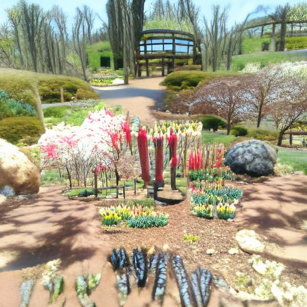 Arboretum in Spring with Flowers Blooming