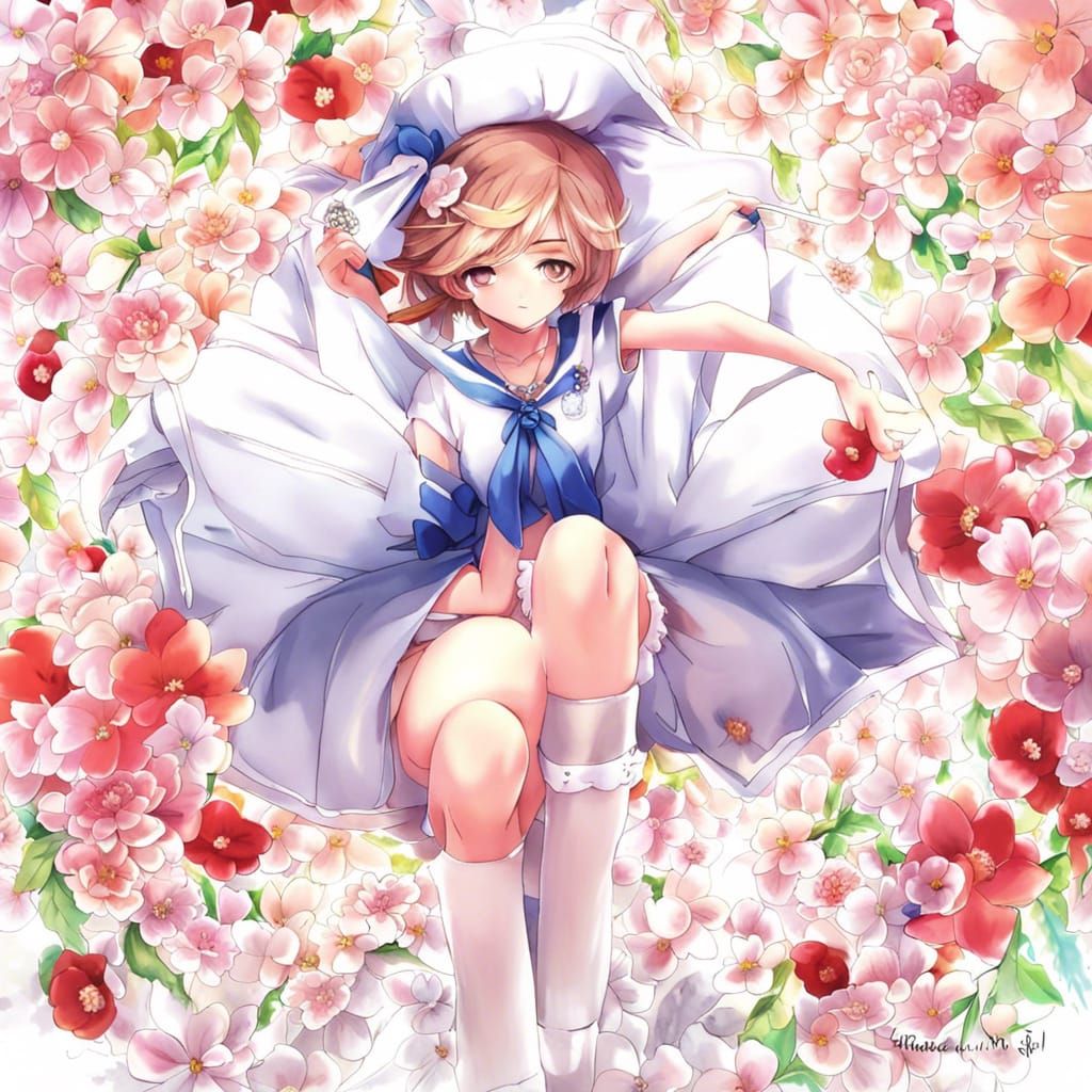 Anime Style Flower Girl Manga Art