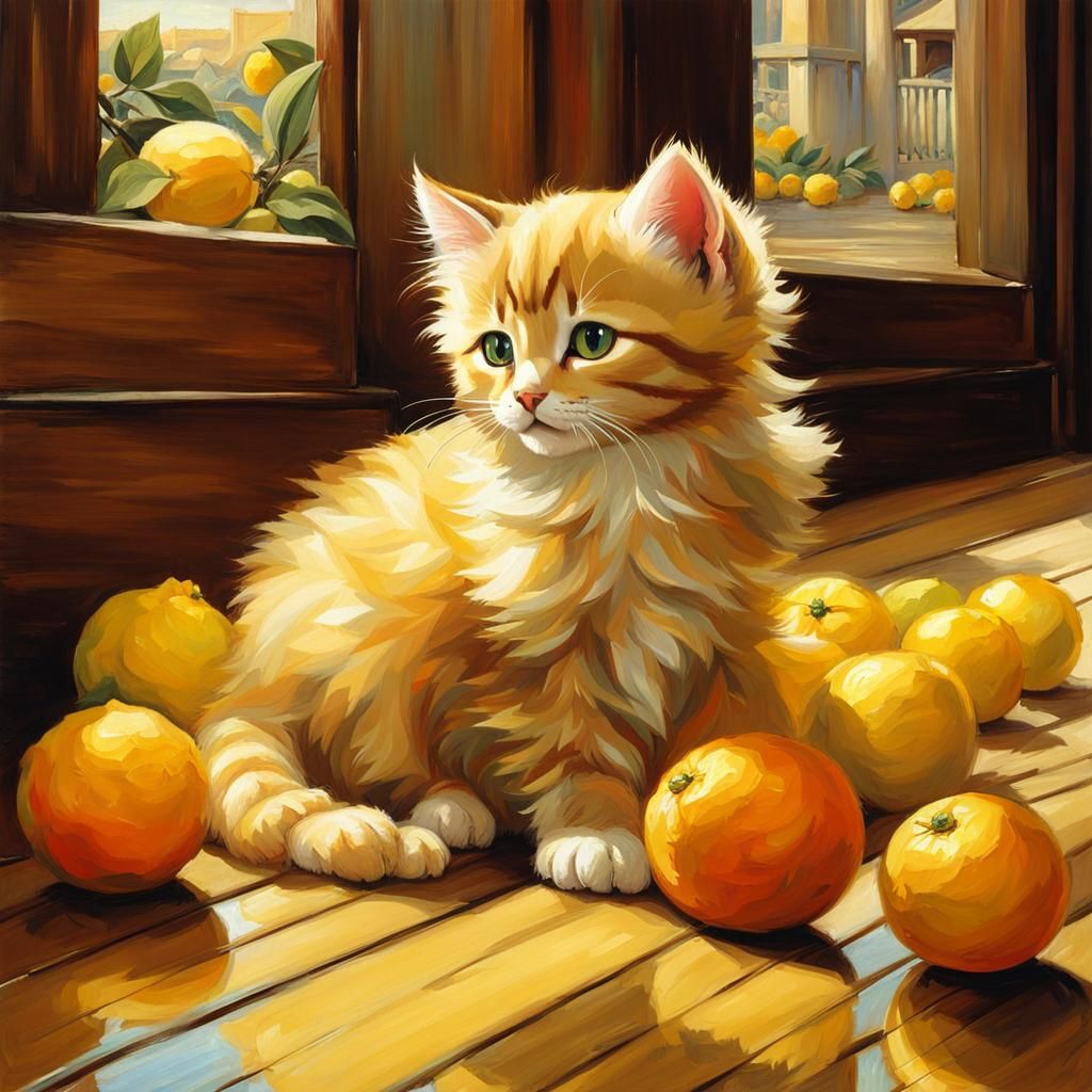 Fluffy Kittens with Citrus, Anime Style