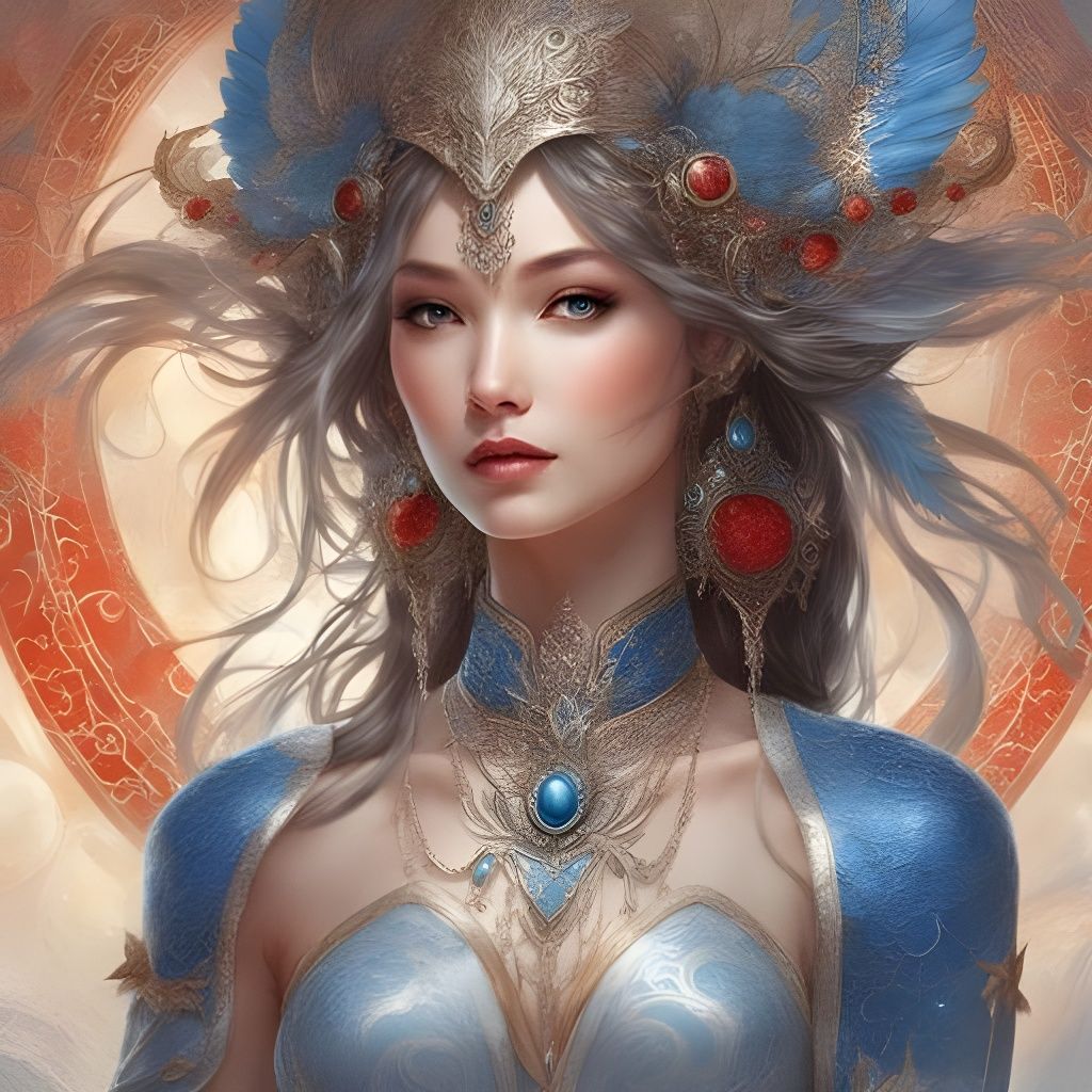 Porcelain Girl Portrait in Ink Splash Art Style