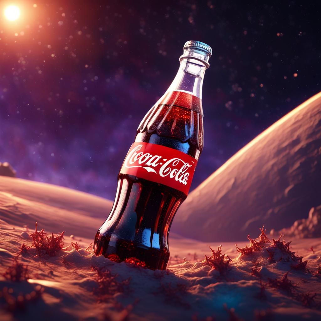 Coca-Cola Bottle Among Stars: Dark Fantasy Concept Art