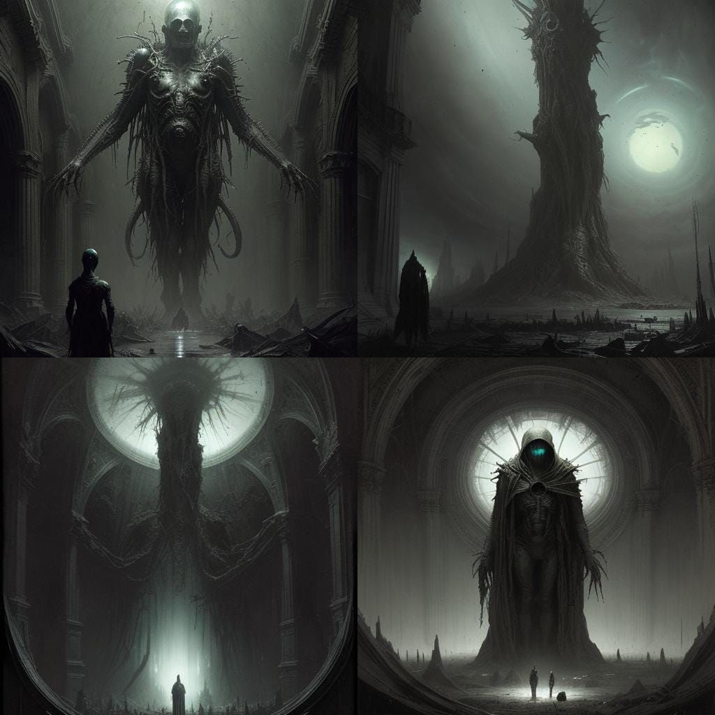 Alien Visitation on Earth in Gothic Horror Style